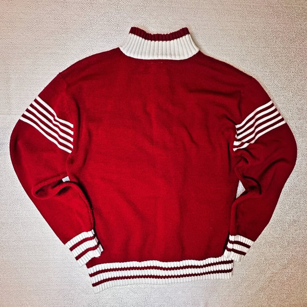 Y2K Taikun Supreme Commander Red Knit Cardigan Jacket Crest Patch Varsity XL - Picture 5 of 5
